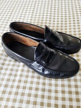 GH Bass Weejuns Mens 10.5 Black Leather Penny Loafers Leather Soles